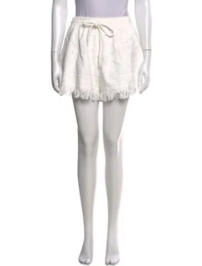Pre-owned Zimmermann Floral Print Mini Shorts W/ Tags In White