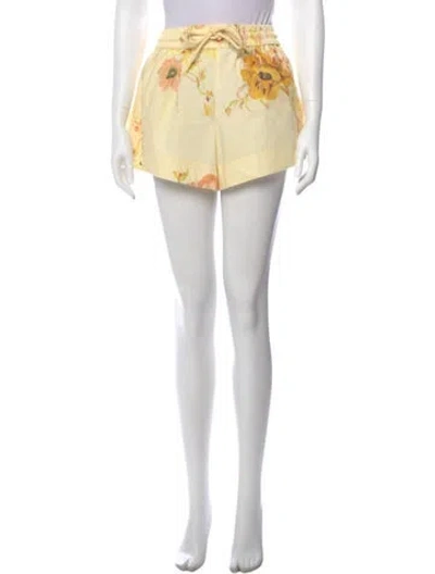 Pre-owned Zimmermann Floral Print Mini Shorts In White
