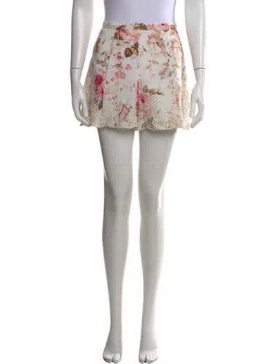 Pre-owned Zimmermann Floral Print Mini Shorts In White