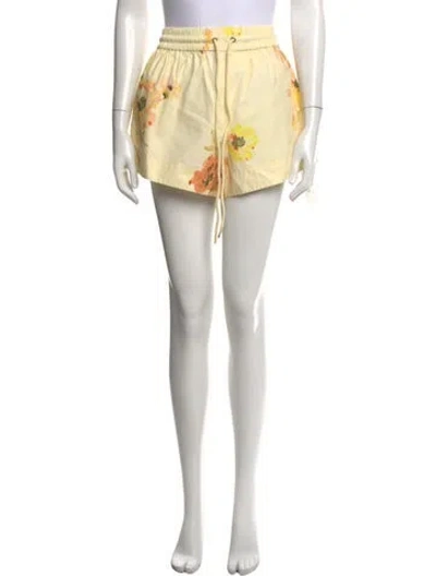 Pre-owned Zimmermann Floral Print Mini Shorts In Yellow