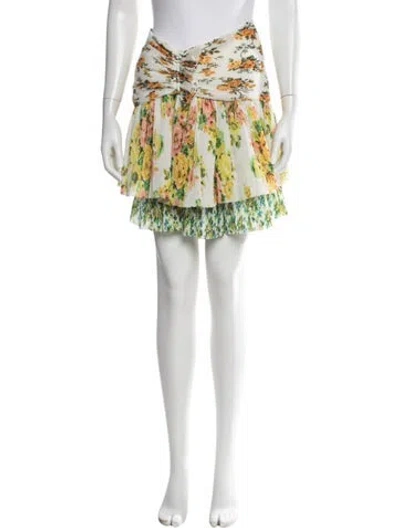 Pre-owned Zimmermann Floral Print Mini Skirt In Green
