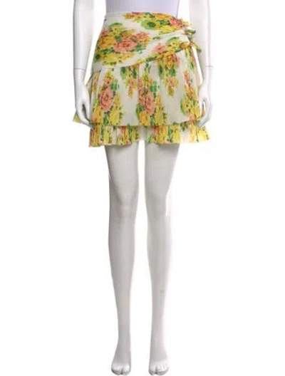 Pre-owned Zimmermann Floral Print Mini Skirt In Neutral