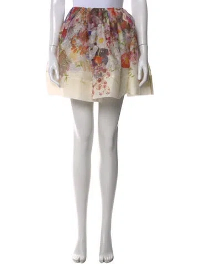 Pre-owned Zimmermann Floral Print Mini Skirt In Neutral