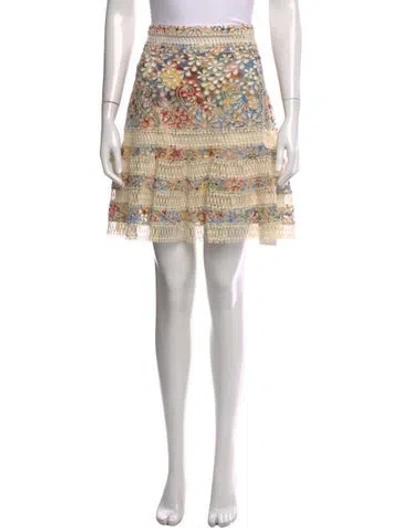 Pre-owned Zimmermann Floral Print Mini Skirt In Neutral