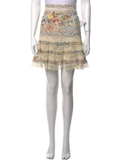 Pre-owned Zimmermann Floral Print Mini Skirt In Neutrals