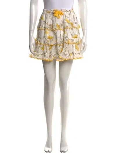 Pre-owned Zimmermann Floral Print Mini Skirt In Neutrals