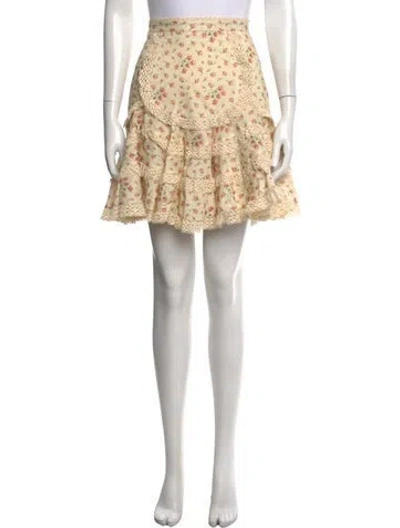 Pre-owned Zimmermann Floral Print Mini Skirt In Neutrals