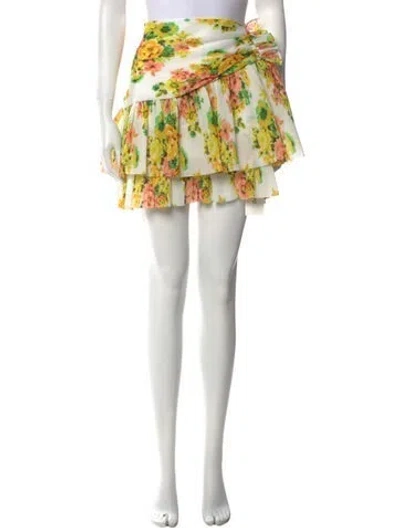 Pre-owned Zimmermann Floral Print Mini Skirt In Orange