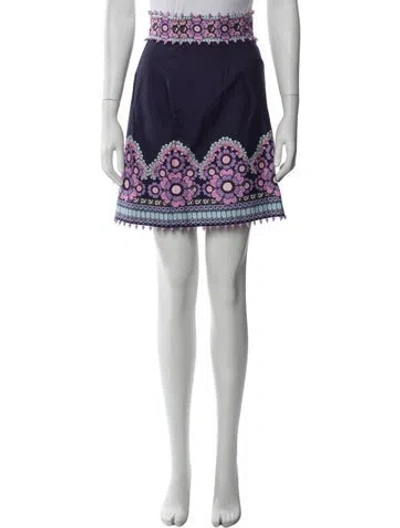 Pre-owned Zimmermann Floral Print Mini Skirt W/ Tags In Blue/white