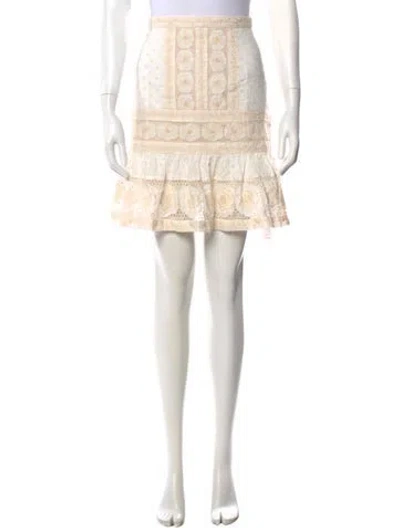 Pre-owned Zimmermann Floral Print Mini Skirt W/ Tags In Neutrals