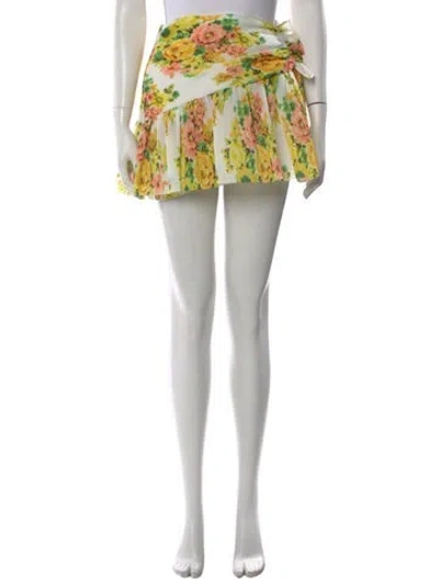 Pre-owned Zimmermann Floral Print Mini Skirt W/ Tags In Orange