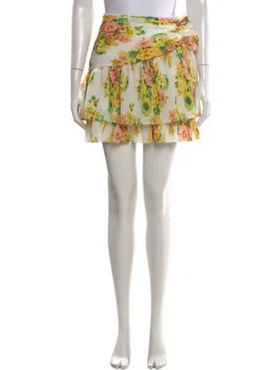 Pre-owned Zimmermann Floral Print Mini Skirt In White
