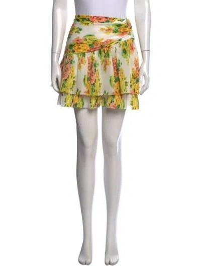 Pre-owned Zimmermann Floral Print Mini Skirt In White