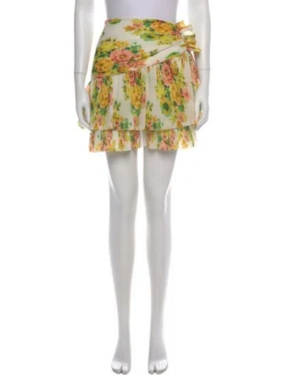Pre-owned Zimmermann Floral Print Mini Skirt In Yellow