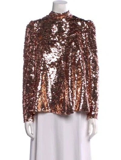 Pre-owned Zimmermann Floral Print Mock Neck Blouse In Multi