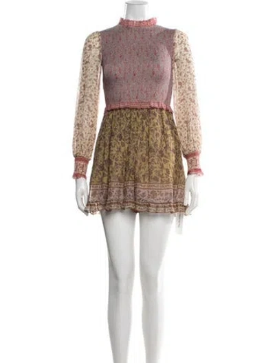 Pre-owned Zimmermann Floral Print Mock Neck Jumpsuit In Purple