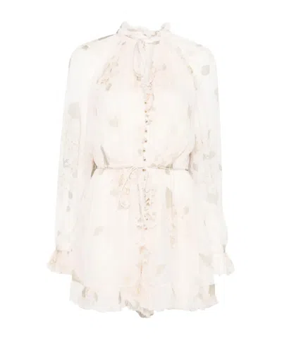Zimmermann Acacia Mini Dress In Neutrals
