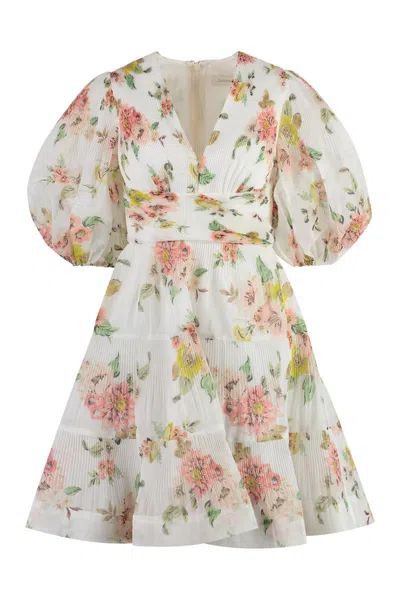 Zimmermann Floral Print Pleated Dress In Multicolour