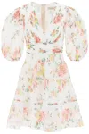 ZIMMERMANN FLORAL PRINT PLEATED DRESS WITH BALLOON SLEEVES