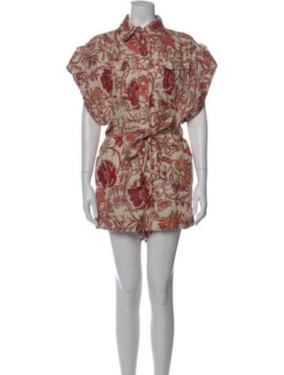 Pre-owned Zimmermann Floral Print Romper In Brown