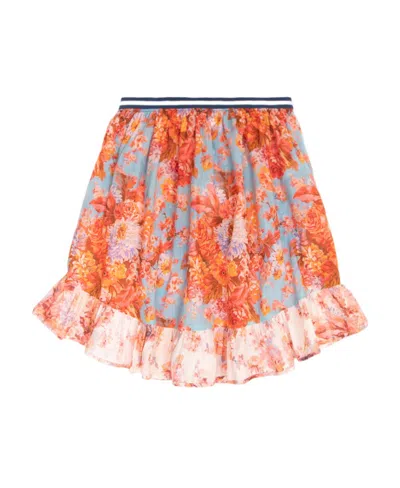 Zimmermann Floral-print Ruffle-detail Skirt In Pink