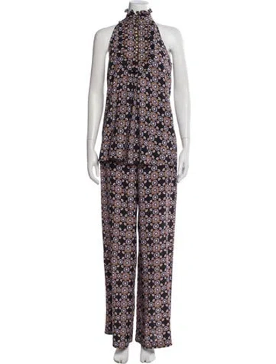 Pre-owned Zimmermann Floral Print Ruffle Embellishment Pantsuit In Purple