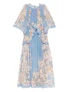 Zimmermann Womens Teal Blue Botanical Cascadian Flared-panels Cotton And Silk Maxi Dress Xl In Blue