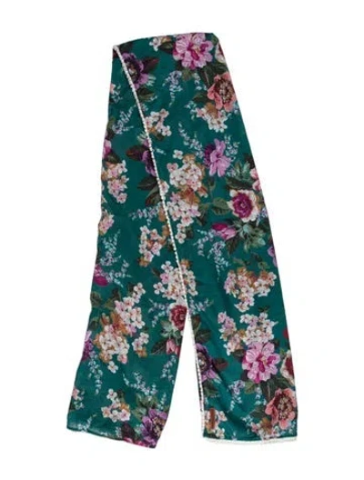 Pre-owned Zimmermann Floral Print Scarf In Green