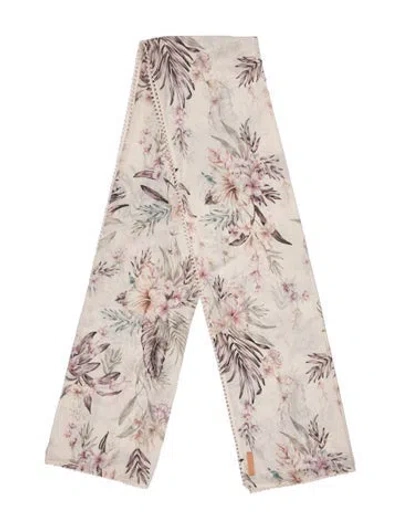 Pre-owned Zimmermann Floral Print Scarf In Neutrals