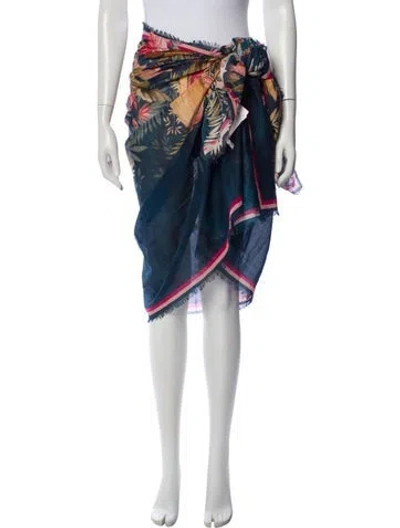 Pre-owned Zimmermann Floral Print Scarf W/ Tags In Blue