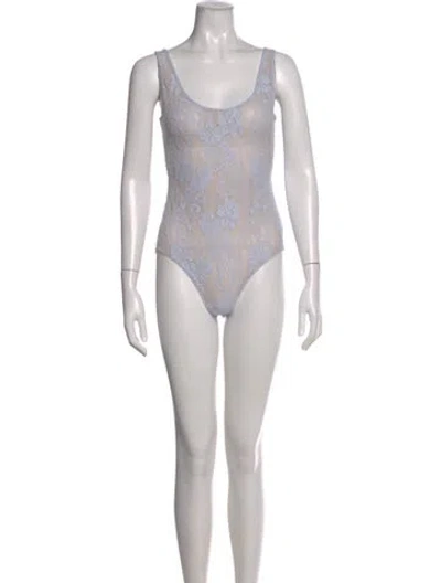 Pre-owned Zimmermann Floral Print Scoop Neck Bodysuit In Neutral