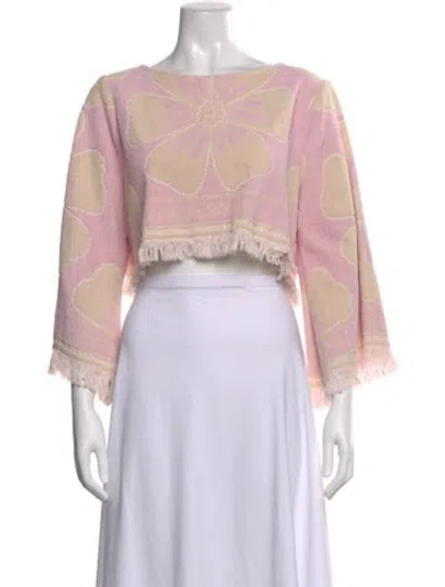 Pre-owned Zimmermann Floral Print Scoop Neck Sweater In White