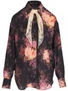 Zimmermann Illustration Lace-trimmed Floral-print Silk Crepe De Chine Shirt In Black