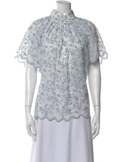 Pre-owned Zimmermann Floral Print Short Sleeve Blouse In Multi
