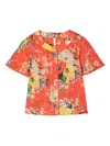 Zimmermann Floral-print Short-sleeved Shirt In Red