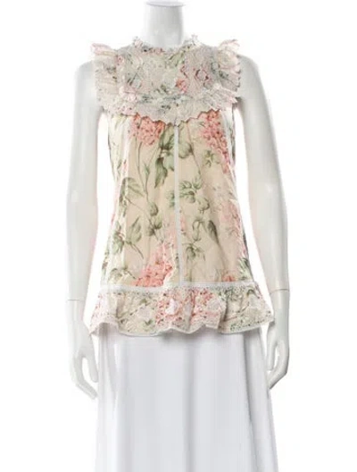 Pre-owned Zimmermann Floral Print Sleeveless Blouse In Multi