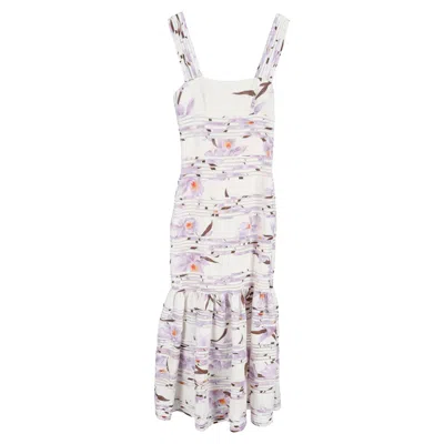 Zimmermann Floral-print Sleeveless Midi Dress In Purple Linen