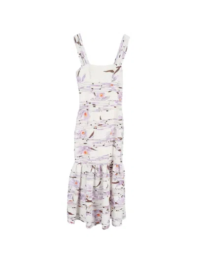 Pre-owned Zimmermann Floral-print Sleeveless Midi Dress In Purple