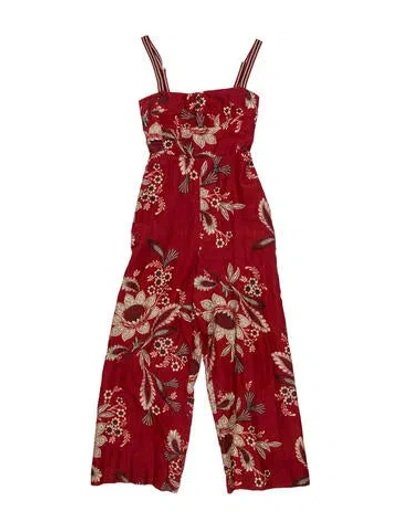 Pre-owned Zimmermann Floral Print Square Neckline Jumpsuit In Red