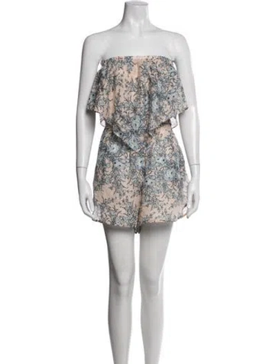 Pre-owned Zimmermann Floral Print Strapless Romper In Pink