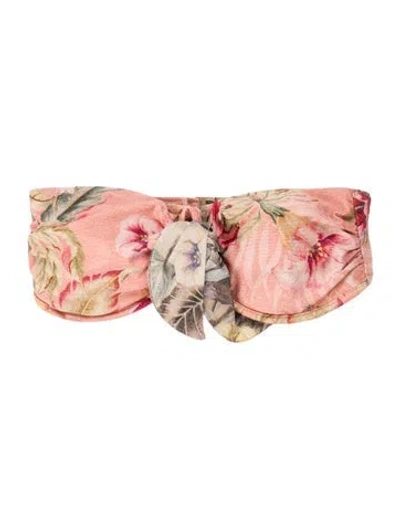 Pre-owned Zimmermann Floral Print Top W/ Tags In Pink