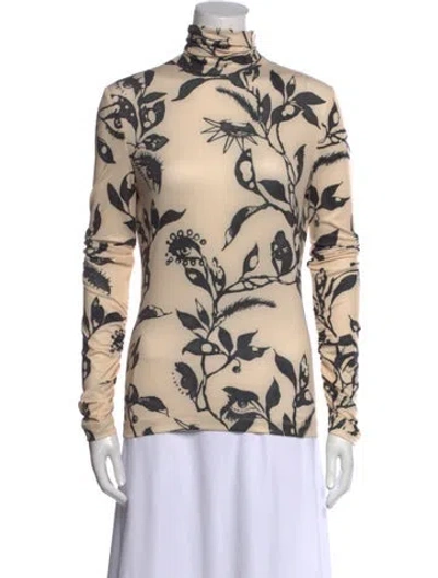 Pre-owned Zimmermann Floral Print Turtleneck Sweatshirt In Neutral