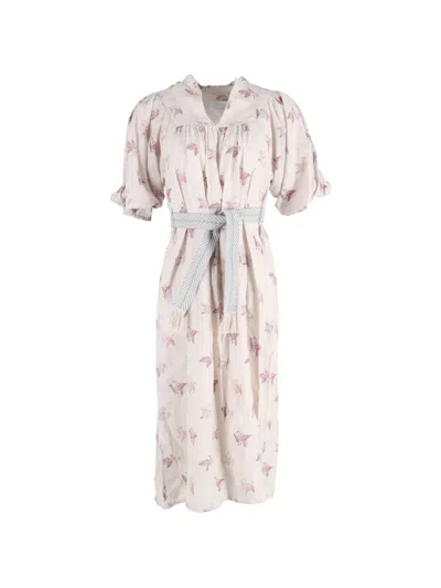 Pre-owned Zimmermann Floral-print V-neck Midi Dress In Pink