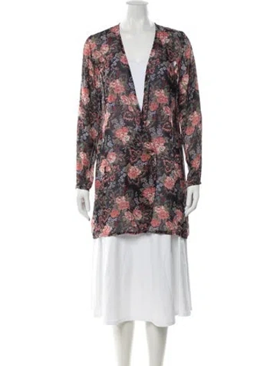 Pre-owned Zimmermann Floral Print V-neck Blouse In Multicolor