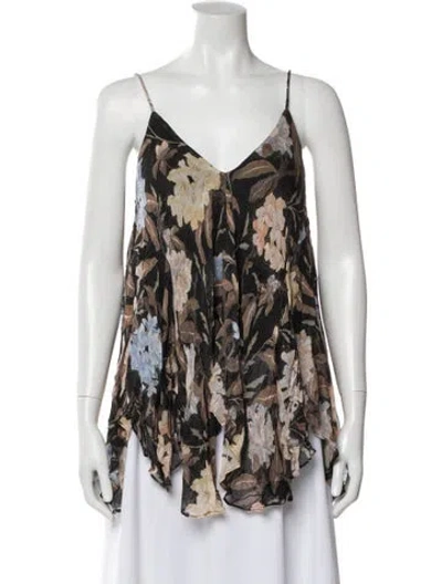 Pre-owned Zimmermann Floral Print V-neck Blouse W/ Tags In Multi
