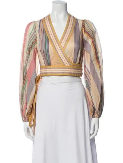 Pre-owned Zimmermann Floral Print V-neck Blouse In White