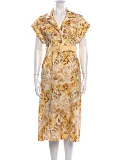 Pre-owned Zimmermann Floral Print V-neck Jumpsuit In Yellow