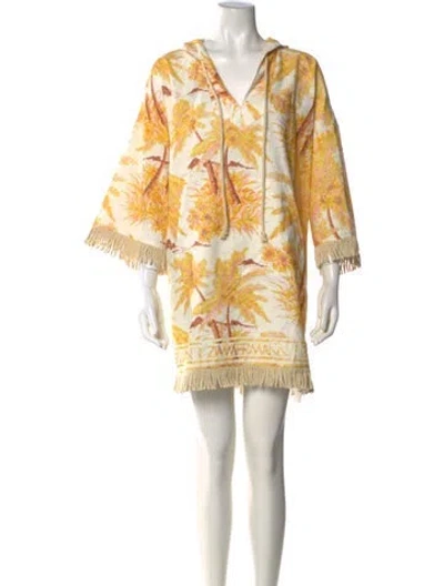 Pre-owned Zimmermann Floral Print V-neck Sweater In Orange