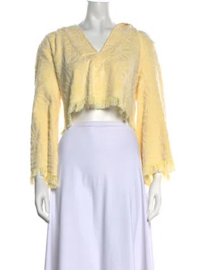 Pre-owned Zimmermann Floral Print V-neck Sweater In Yellow