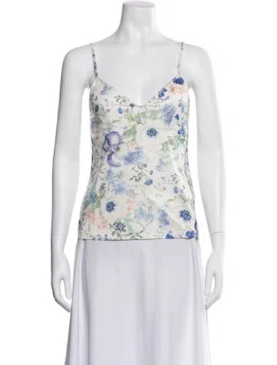 Pre-owned Zimmermann Floral Print V-neck Top In White